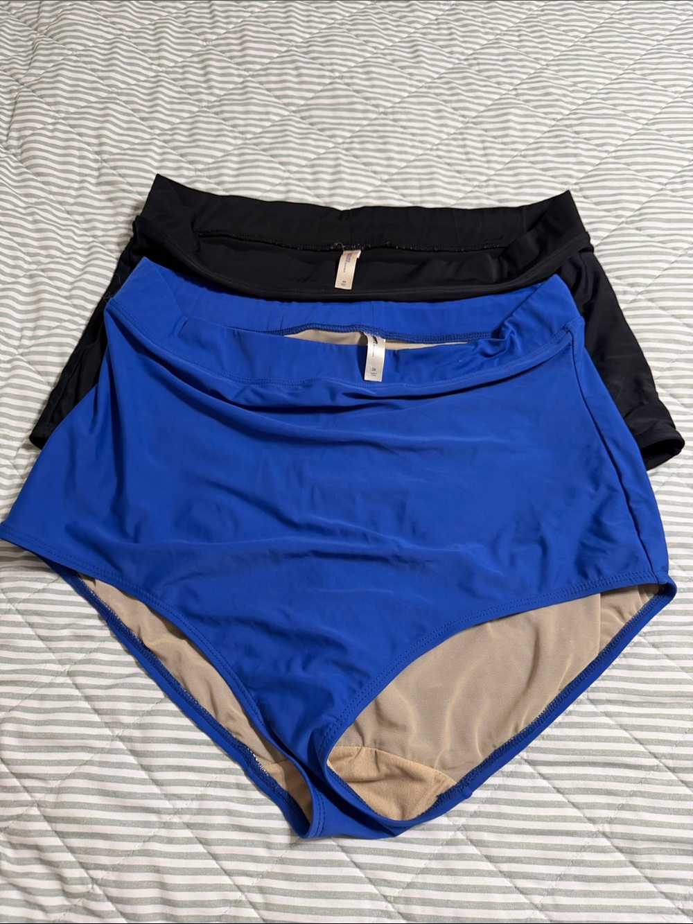 Cacique High-Waist Swim Shorts in Royal Blue & Black